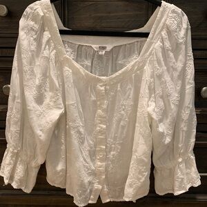 BB Dakota Ivory Floral Button-Up Blouse